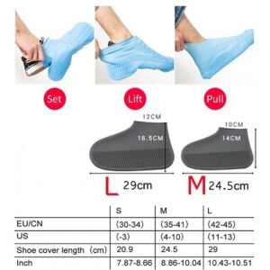 SRTfootcare Silikon Ayakkabı Kılıfı Kaymaz Su Kir Geçirmez Siyah