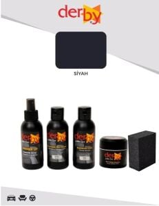 Derby Deri Direksiyon, Deri Döşeme Boyası 5 li Set Standart Renkler .Siyah