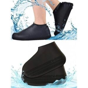 SRTfootcare Silikon Ayakkabı Kılıfı Kaymaz Su Kir Geçirmez Siyah