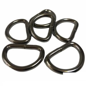D Metal Halka, Çanta Sapı İçin D Halka 5 Adet Siyah Nikel 2 cm