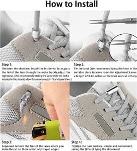 SRTfootcare Metal Vidalı Kilitli Akıllı Elastik Outdoor Ayakkabı Bağcığı Yassı 100cm 1 Çift