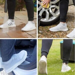 SRTfootcare Silikon Ayakkabı Kılıfı Kaymaz Su Kir Geçirmez Beyaz