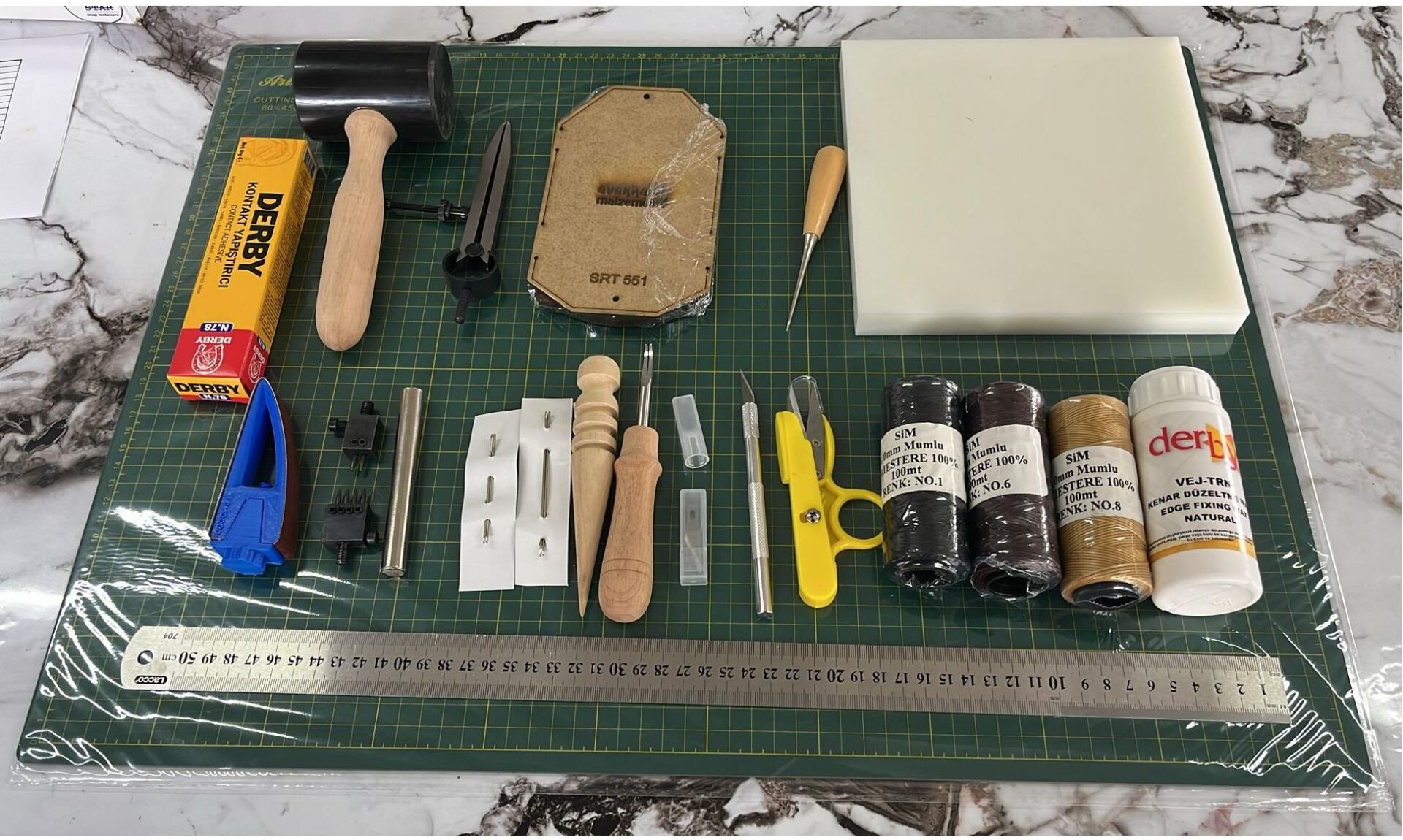 24 Parça Deri Zanaat Hobi Başlangıç Seti 6