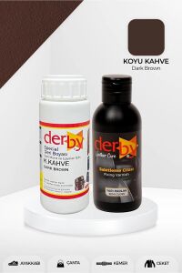 Derby Deri Mont Boyası Ve BS-FIX  Yarı Parlak Sabitleme Cilası | 100 Gr Set Koyu Kahve