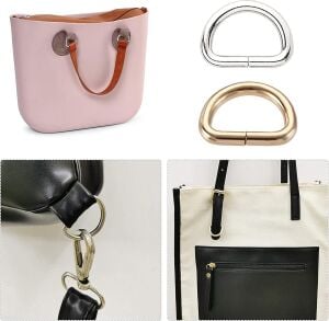 D Metal Halka, Çanta Sapı İçin D Halka 25 Adet Altın Sarı