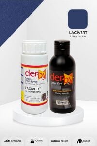 Derby Deri Mont Boyası Ve BS-FIX  Yarı Parlak Sabitleme Cilası | 100 Gr Set Lacivert