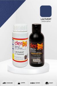 Derby Deri Mont Boyası Ve BS-FIX  Yarı Parlak Sabitleme Cilası | 100 Gr Set Lacivert