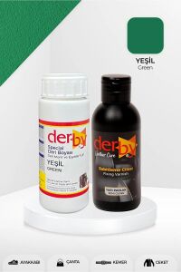 Derby Deri Mont Boyası Ve BS-FIX  Yarı Parlak Sabitleme Cilası | 100 Gr Set Yeşil