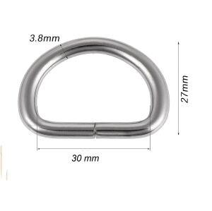D Metal Halka, Çanta Sapı İçin D Halka 25 Adet Siyah Nikel 3 cm