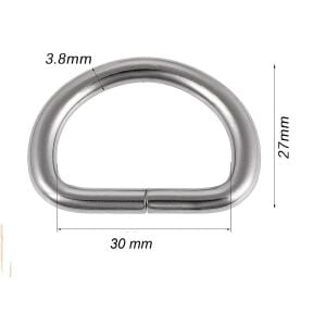 D Metal Halka, Çanta Sapı İçin D Halka 25 Adet Nikel 3 cm
