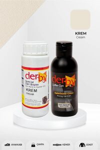Derby Deri Mont Boyası Ve BS-FIX  Yarı Parlak Sabitleme Cilası | 100 Gr Set Krem