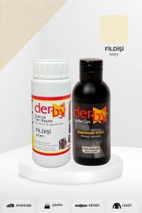 Derby Deri Mont Boyası Ve BS-FIX  Yarı Parlak Sabitleme Cilası | 100 Gr Set Fildişi