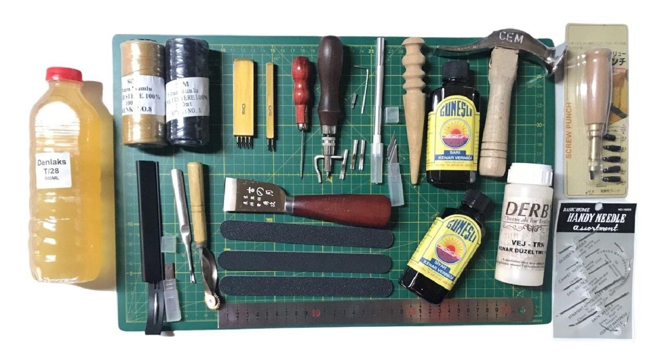 24 Parça Deri Zanaat Hobi Başlangıç Seti 3
