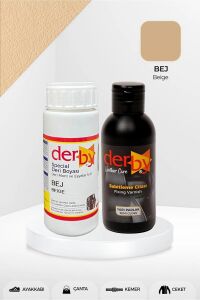 Derby Deri Mont Boyası Ve BS-FIX  Yarı Parlak Sabitleme Cilası | 100 Gr Set Bej