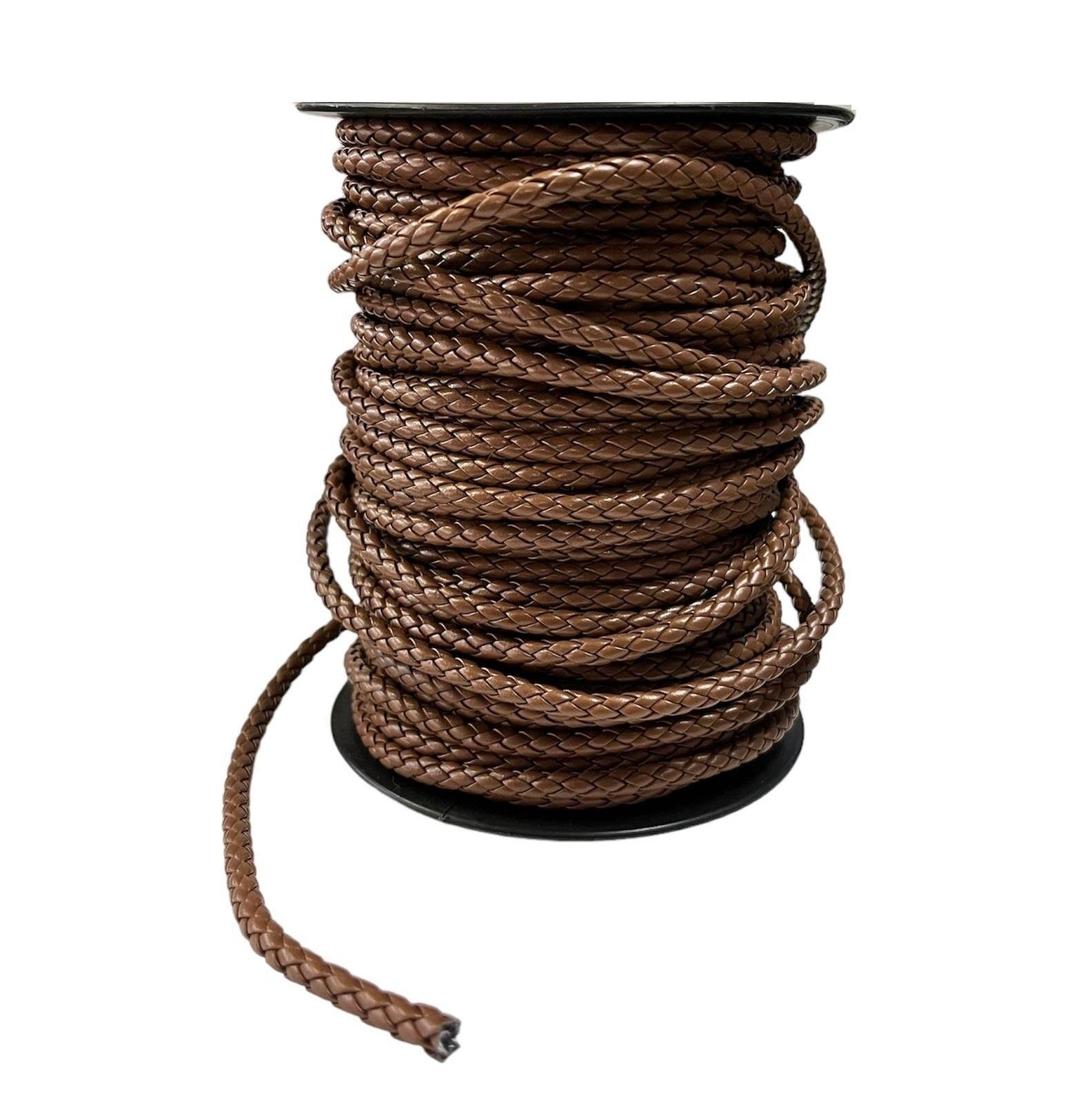 Bileklik ve Anahtarlık için Yuvarlak Örgü Suni Deri Kordon 5mm 1 metre Kızıl Taba