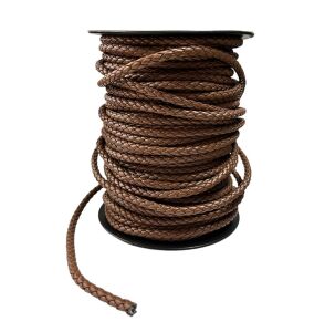 Bileklik ve Anahtarlık için Yuvarlak Örgü Suni Deri Kordon 5mm 1 metre Kızıl Taba