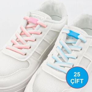 TOPTAN SRTfootcare TakBırak Yeni Nesil Kilitli Elastik Ayakkabı Bağcığı, Tak Bırak Akıllı Lastik Bağcık 25 Çift