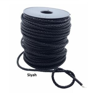 Bileklik ve Anahtarlık için Yuvarlak Örgü Suni Deri Kordon 5mm 1 metre Koyu Kahve