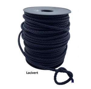 Bileklik ve Anahtarlık için Yuvarlak Örgü Suni Deri Kordon 5mm 1 metre Vizon-Sütlü Kahve
