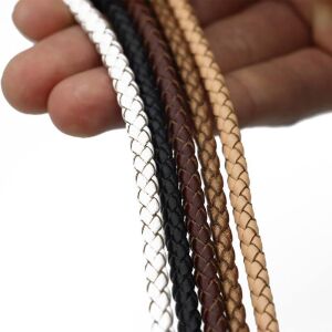 Bileklik ve Anahtarlık için Yuvarlak Örgü Suni Deri Kordon 5mm 1 metre Kızıl Taba