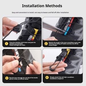 5281 SRTfootcare Salomon Model Akıllı Kilitli Outdoor Ayakkabı Bağcığı 120cm 1 Çift Siyah