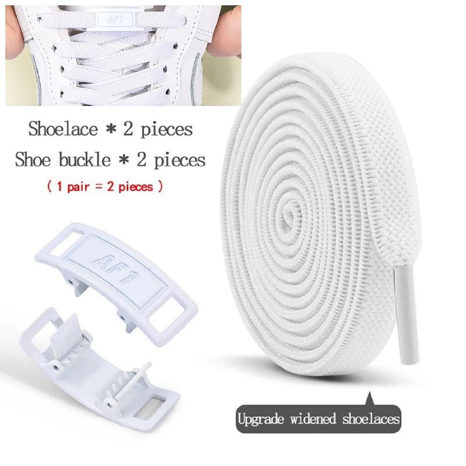 SRTfootcare METAL Kilitli TakBırak Yeni Nesil Kilitli Elastik Ayakkabı Bağcığı, Tak Bırak Akıllı Lastik Bağcık 1 Çift Beyaz