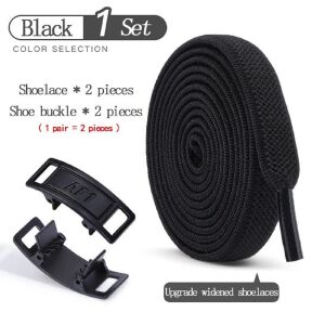 SRTfootcare METAL Kilitli TakBırak Yeni Nesil Kilitli Elastik Ayakkabı Bağcığı, Tak Bırak Akıllı Lastik Bağcık 1 Çift Siyah
