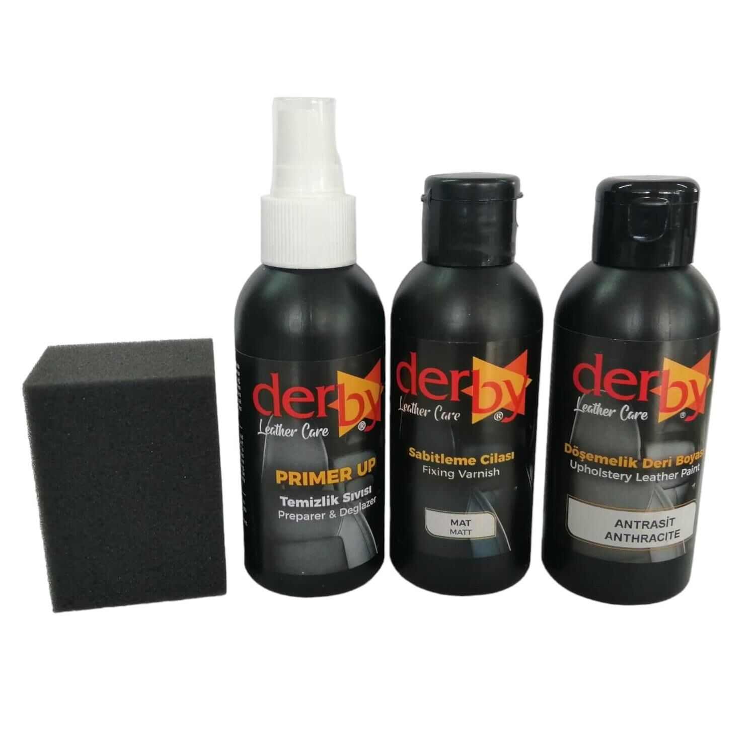Derby Deri Döşeme Ve Direksiyon Boyası 4 lü Set Standart Renkler Antrasit