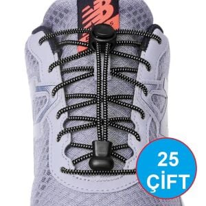 TOPTAN PLY Yuvarla Kilitli Akıllı Elastik Ayakkabı Bağcığı 100cm 25 Çift