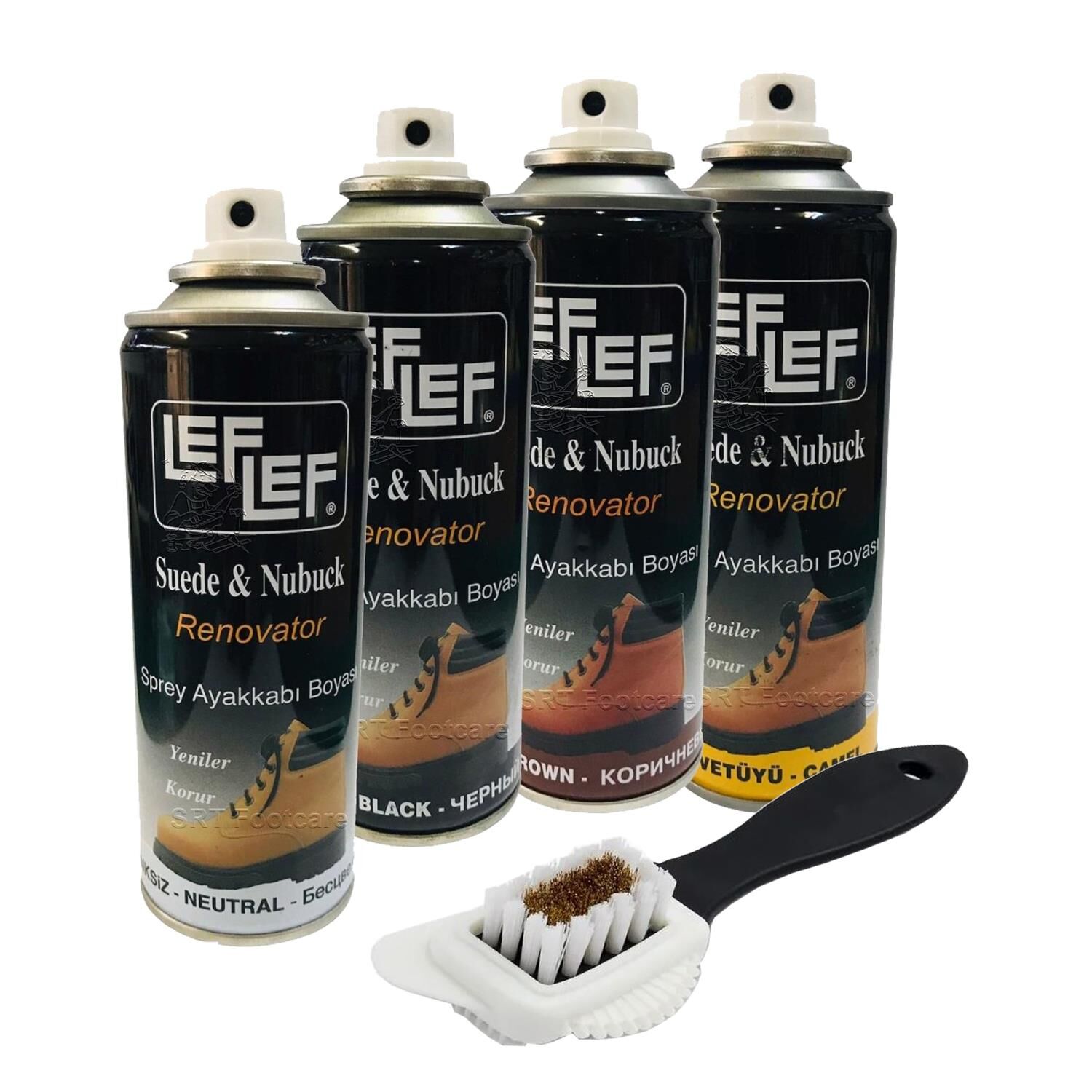 Leflef Süet, Nubuk Sprey Boya + 4 Yönlü Süet nubuk Fırçası