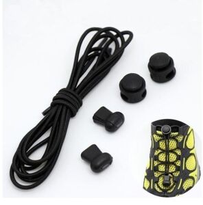 TOPTAN PLY Yuvarla Kilitli Akıllı Elastik Ayakkabı Bağcığı 100cm 25 Çift Siyah