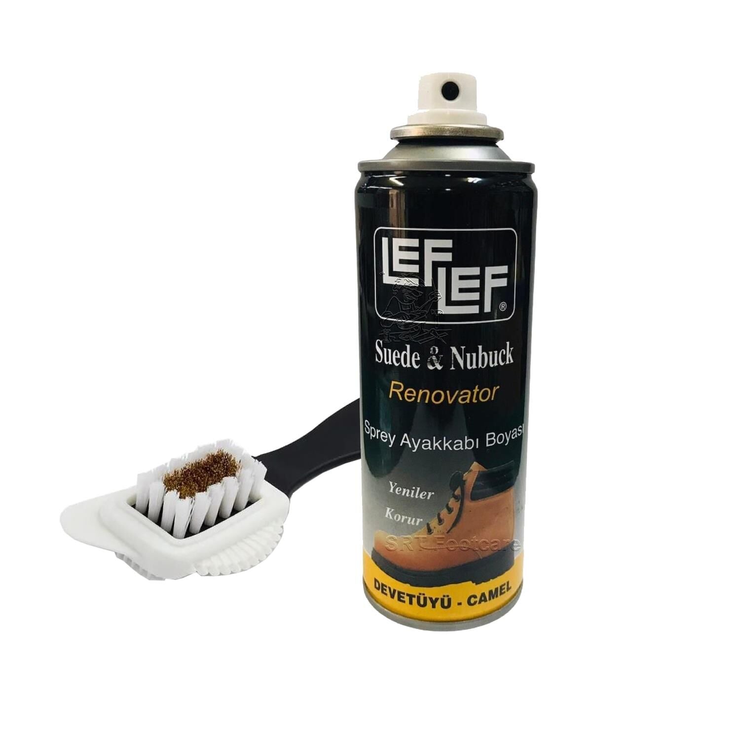 Leflef Süet, Nubuk Sprey Boya + 4 Yönlü Süet nubuk Fırçası Deve Tüyü