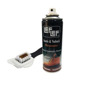 Leflef Süet, Nubuk Sprey Boya + 4 Yönlü Süet nubuk Fırçası Kahverengi