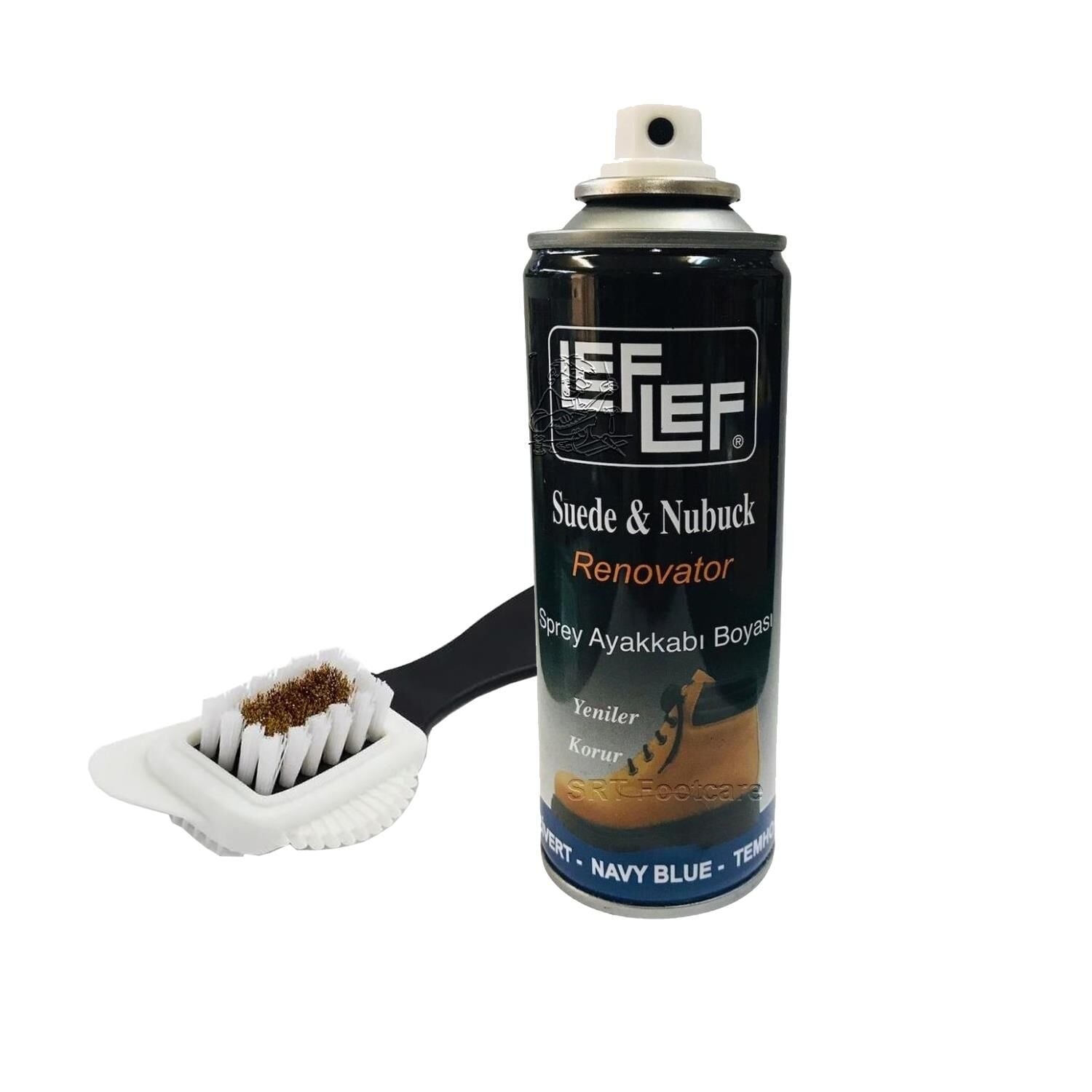 Leflef Süet, Nubuk Sprey Boya + 4 Yönlü Süet nubuk Fırçası Lacivert
