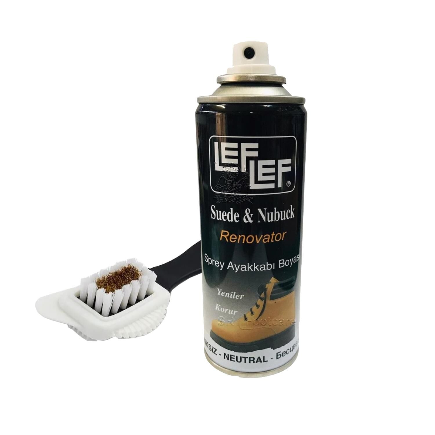 Leflef Süet, Nubuk Sprey Boya + 4 Yönlü Süet nubuk Fırçası Şeffaf