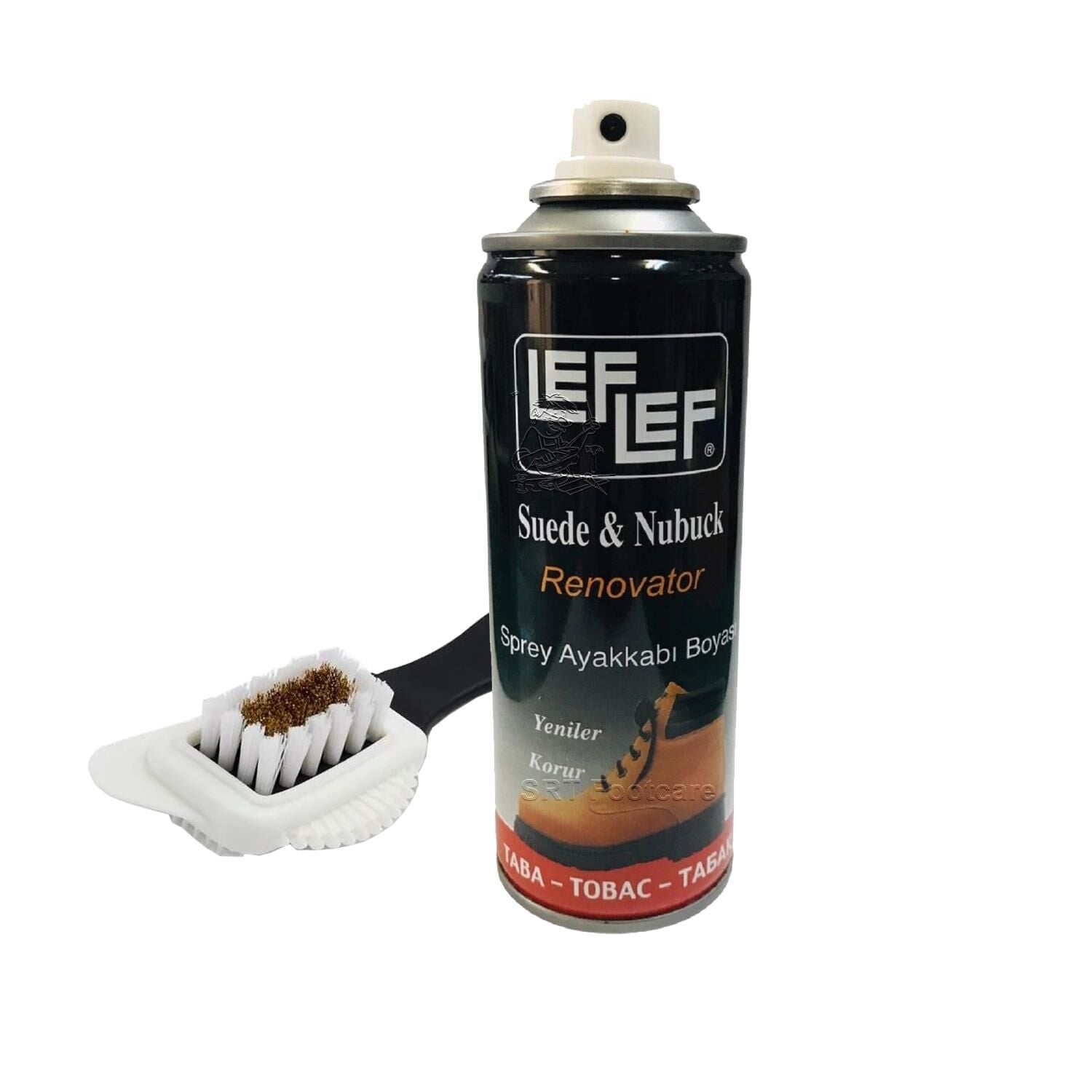 Leflef Süet, Nubuk Sprey Boya + 4 Yönlü Süet nubuk Fırçası Taba