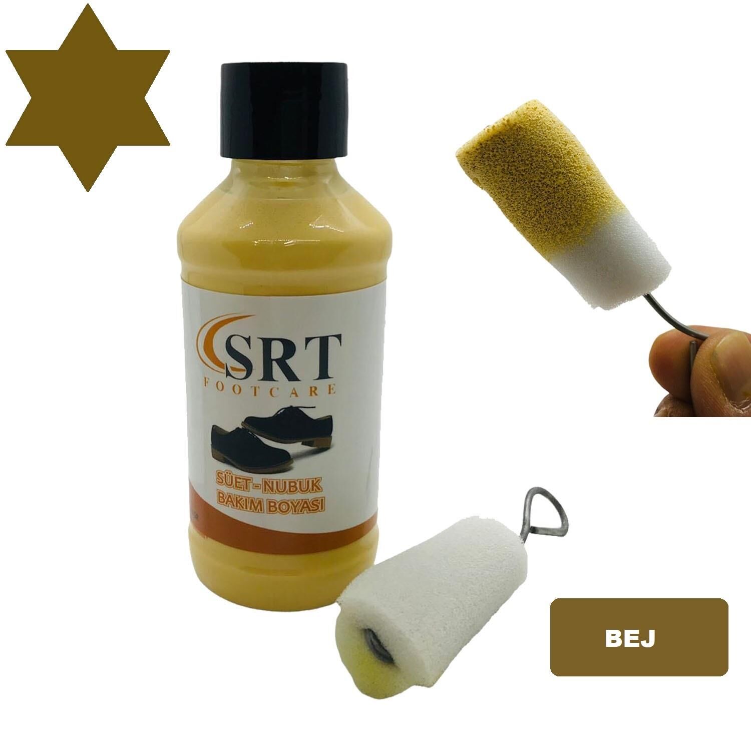 TOPTAN SRTfootcare Süet Nubuk Likit Ayakkabı Bakım Boyası 110 Gr 12 Adet Bej