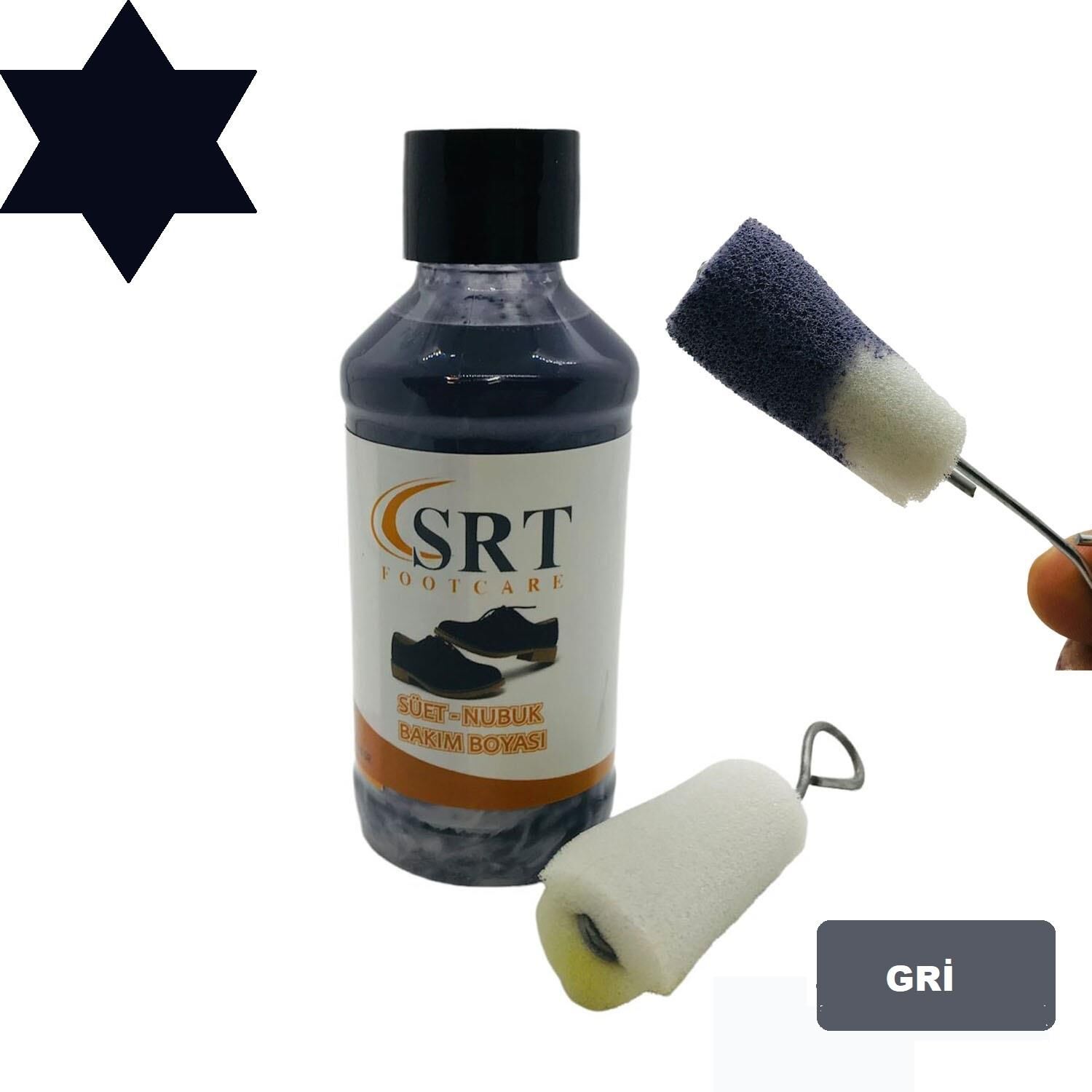 TOPTAN SRTfootcare Süet Nubuk Likit Ayakkabı Bakım Boyası 110 Gr 12 Adet Gri