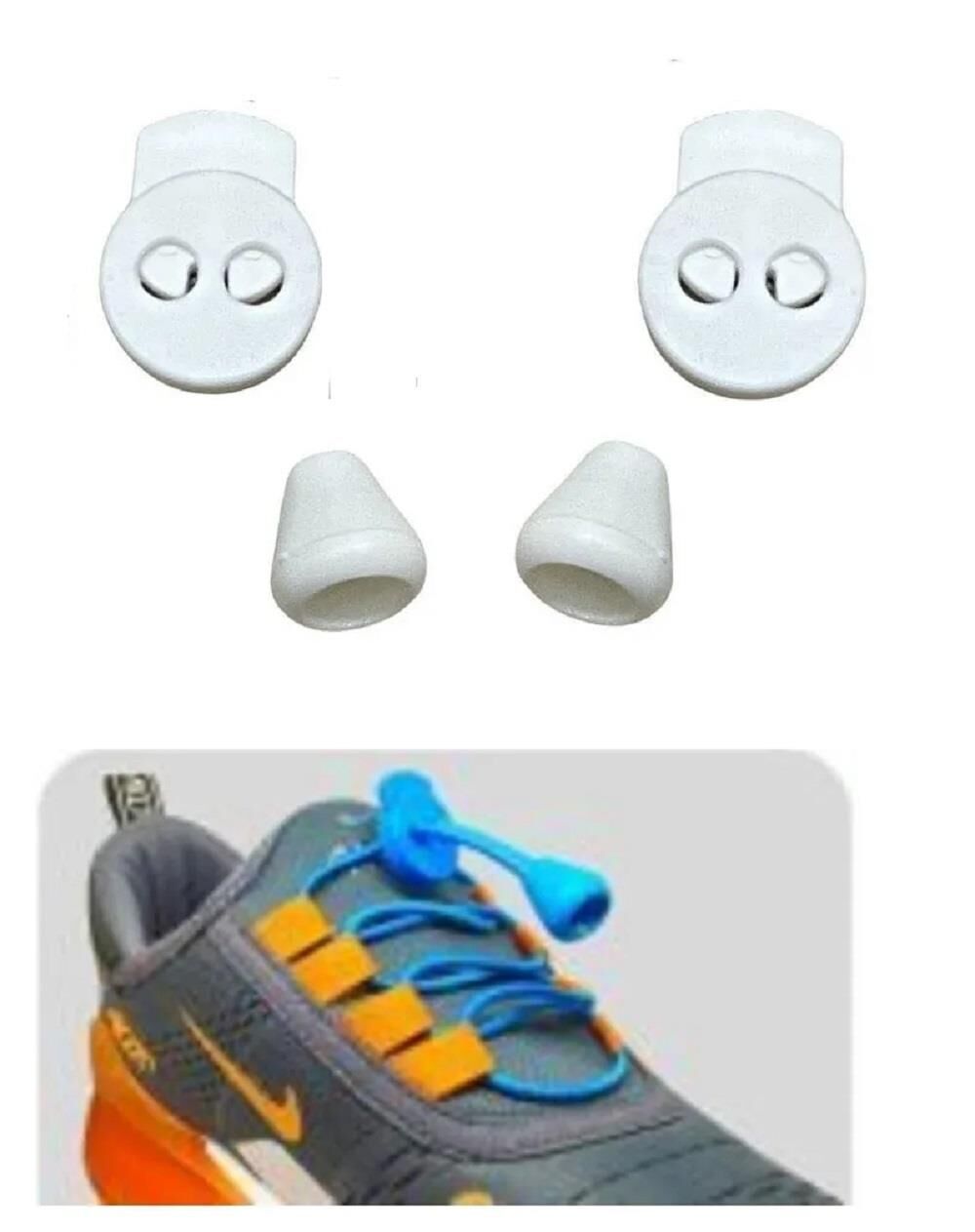 Bağcık İçin Yassı Model Akıllı Kilit Mekanizması 5 Çift - 20 Parça Beyaz