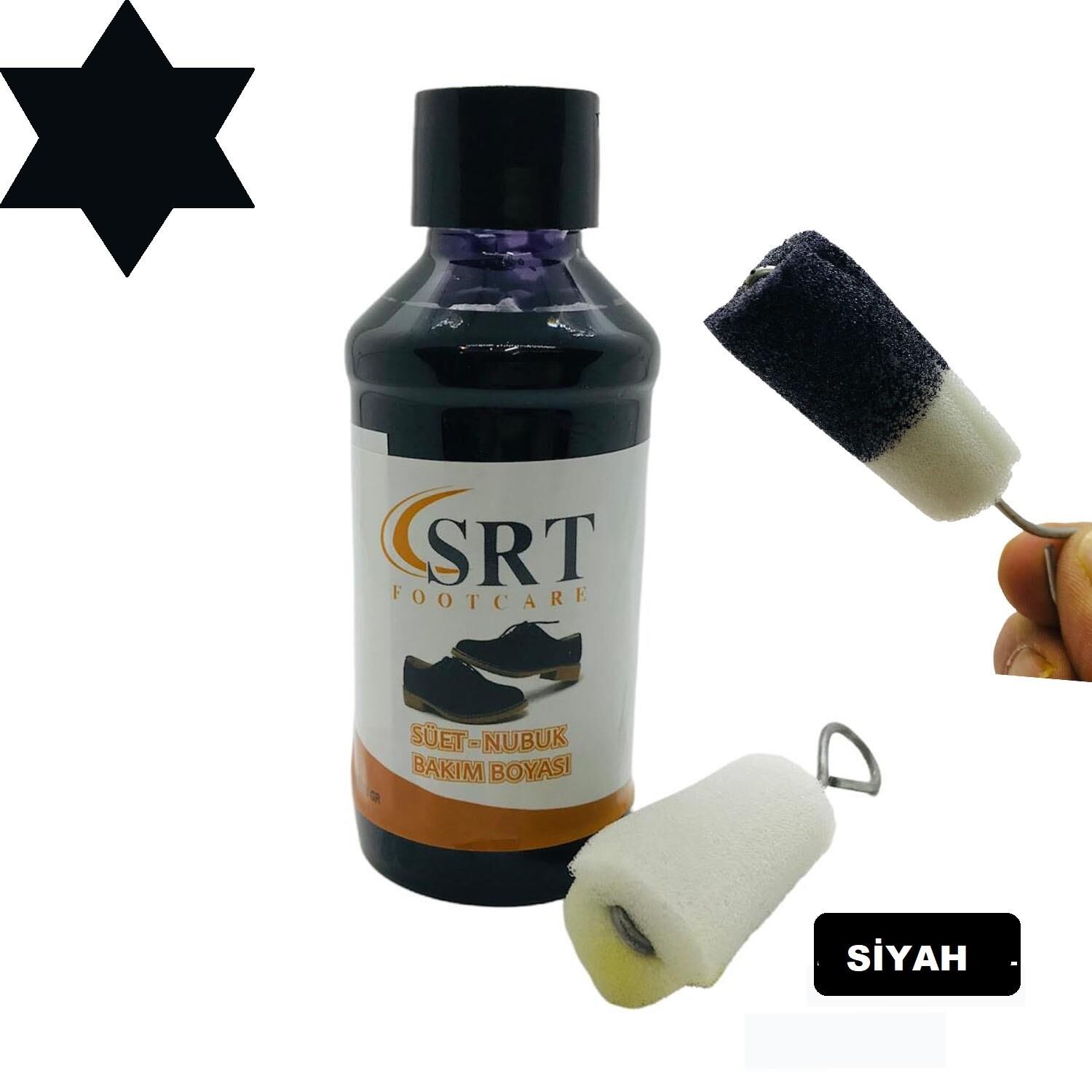 TOPTAN SRTfootcare Süet Nubuk Likit Ayakkabı Bakım Boyası 110 Gr 12 Adet Siyah