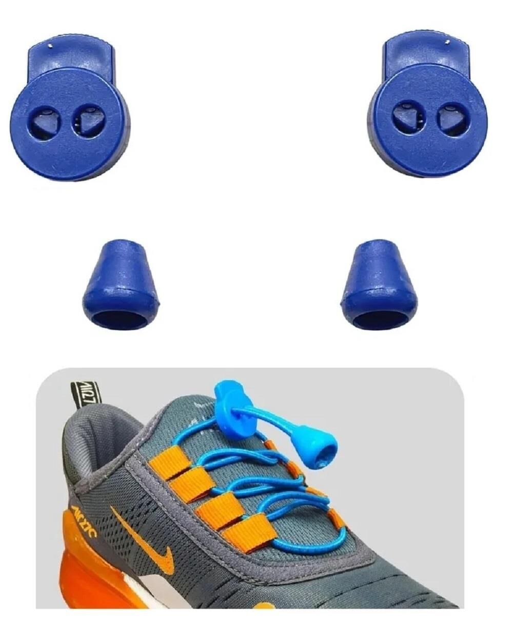 Bağcık İçin Yassı Model Akıllı Kilit Mekanizması 5 Çift - 20 Parça Lacivert