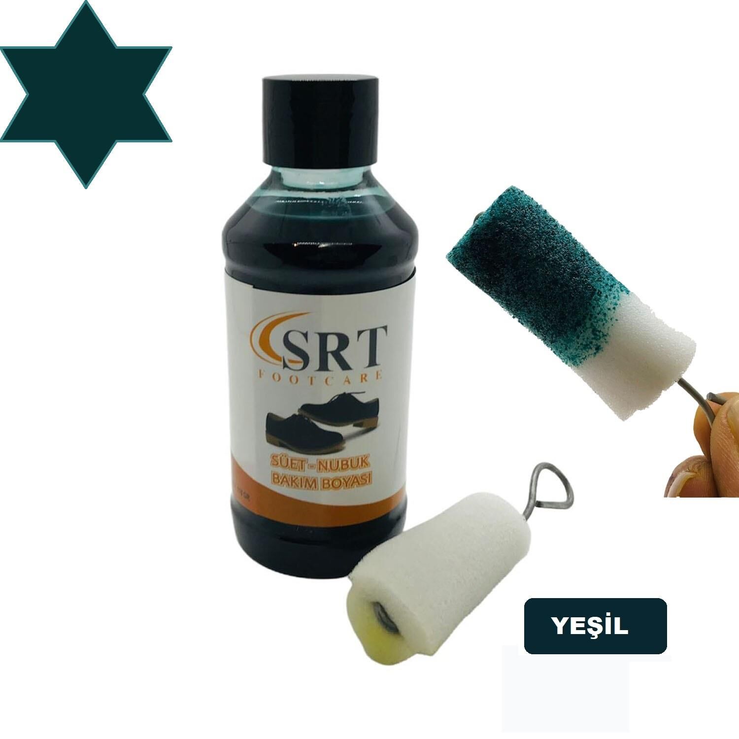 TOPTAN SRTfootcare Süet Nubuk Likit Ayakkabı Bakım Boyası 110 Gr 12 Adet Yeşil