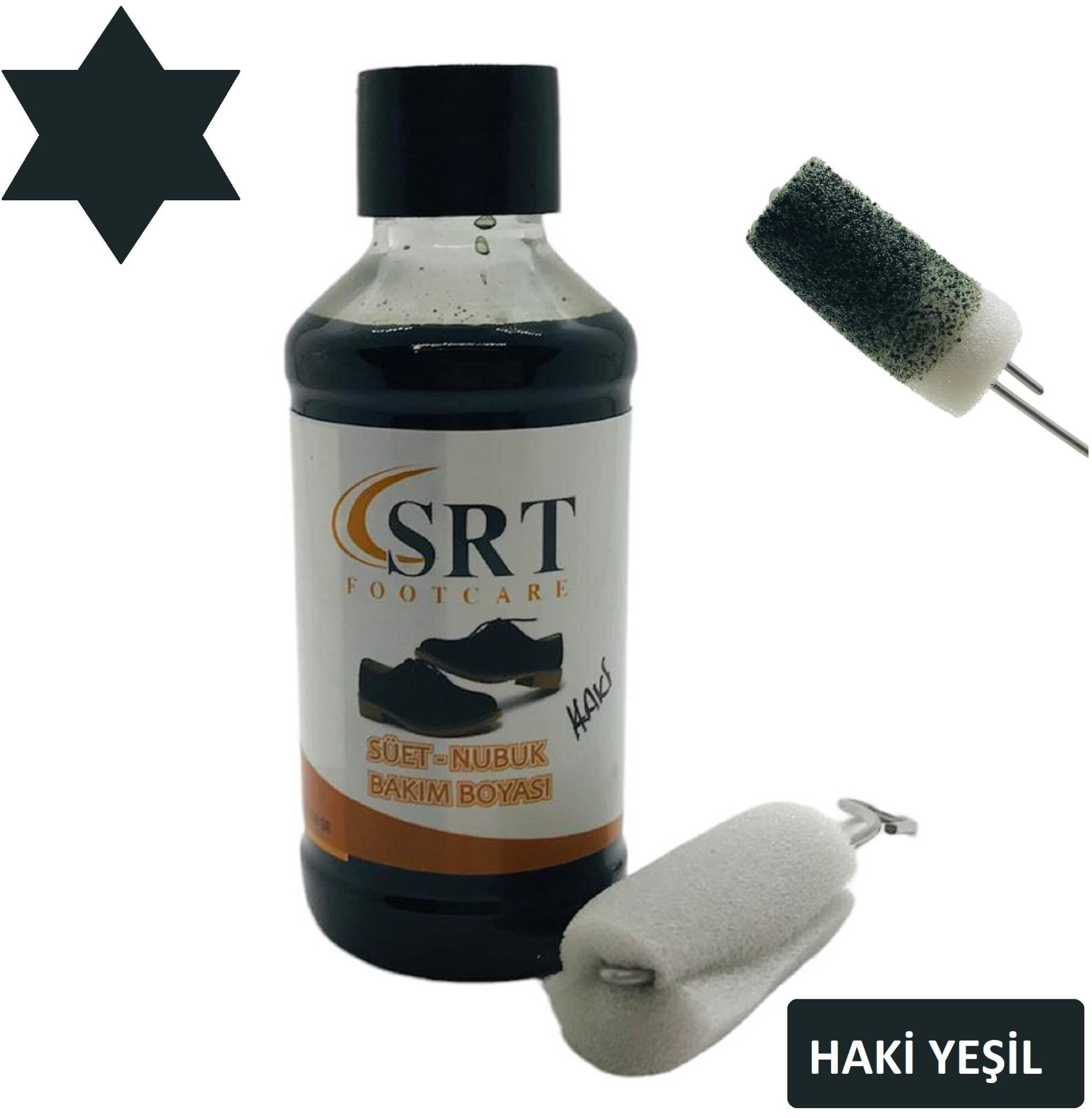 TOPTAN SRTfootcare Süet Nubuk Likit Ayakkabı Bakım Boyası 110 Gr 12 Adet Haki Yeşil