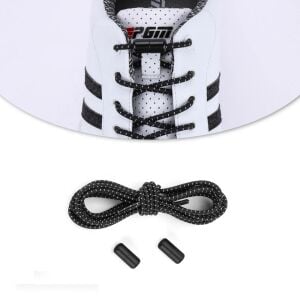 SRTfootcare Akıllı Vidalı Kilitli Elastik Outdoor Ayakkabı Bağcığı Yuvarlak Çizgili 100cm 1 Çift