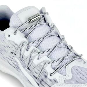 SRTfootcare Akıllı Vidalı Kilitli Elastik Outdoor Ayakkabı Bağcığı Yuvarlak 100cm (Siyah Nikel Vida) 1 Çift