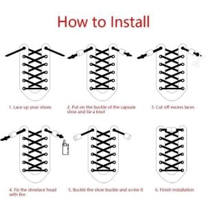 SRTfootcare Akıllı Vidalı Kilitli Elastik Outdoor Ayakkabı Bağcığı Yuvarlak 100cm (Siyah Nikel Vida) 1 Çift