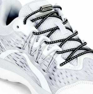 SRTfootcare Akıllı Vidalı Kilitli Elastik Outdoor Ayakkabı Bağcığı Yuvarlak 100cm (Siyah Nikel Vida) 1 Çift