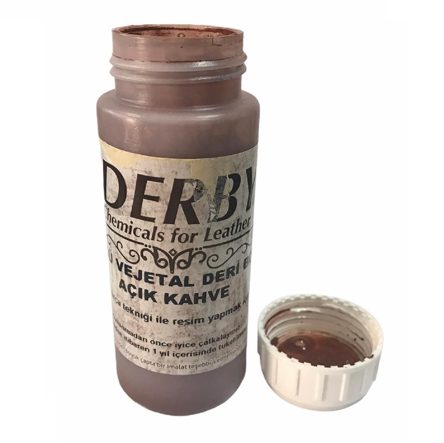 Derby Vejetal Vaketa Deri için Örtücü Boya 100ml (Leathercraft, Deri Hobi) Açık Kahve