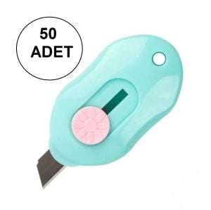 TOPTAN SRTfootcare (50 Adet) Mini Maket Bıçağı Otomatik TURKUAZ