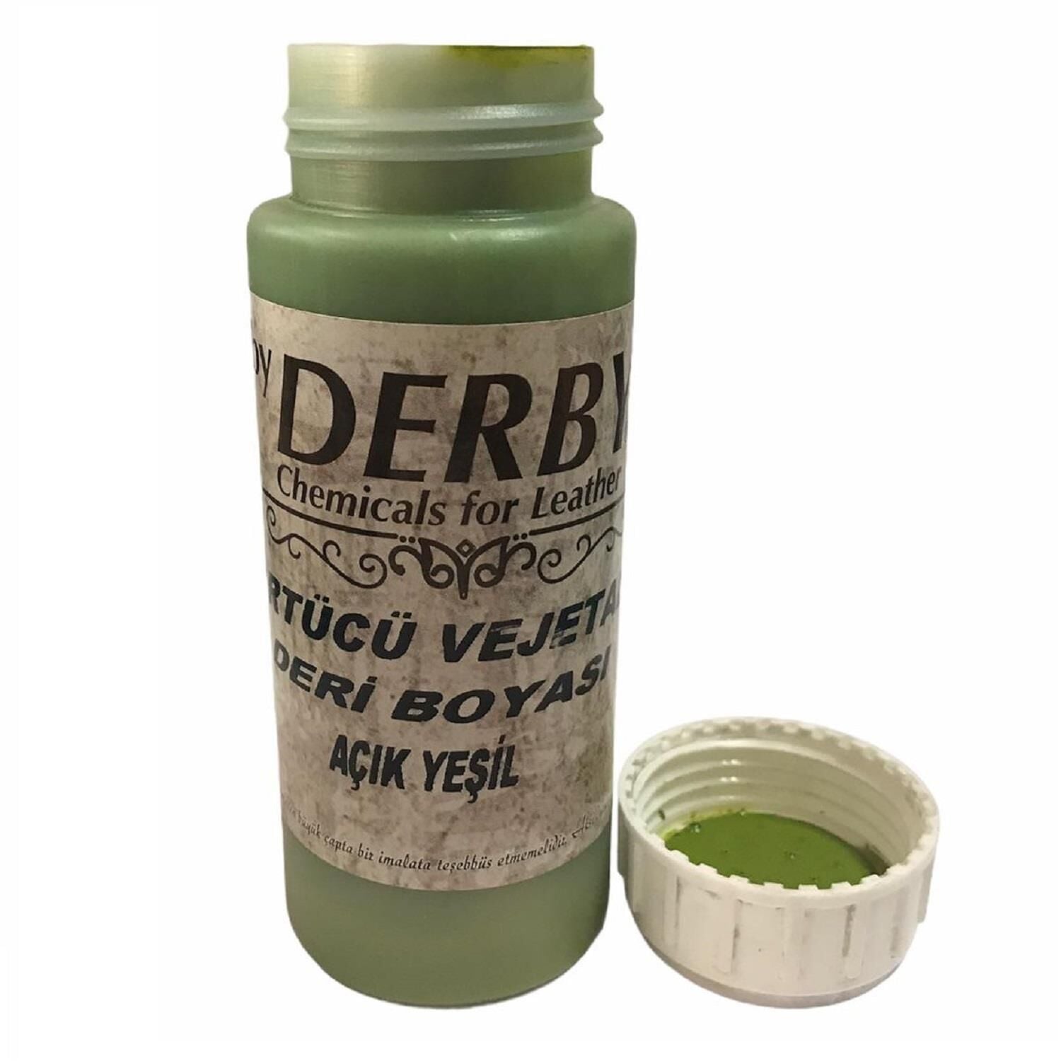 Derby Vejetal Vaketa Deri için Örtücü Boya 100ml (Leathercraft, Deri Hobi) Açık Yeşil